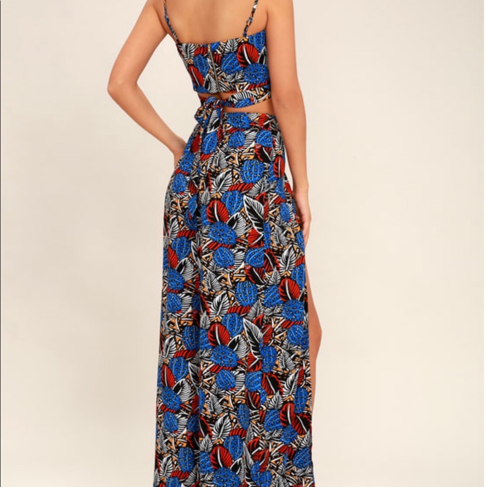 Jungle Print Split Leg Two Piece Pant Set